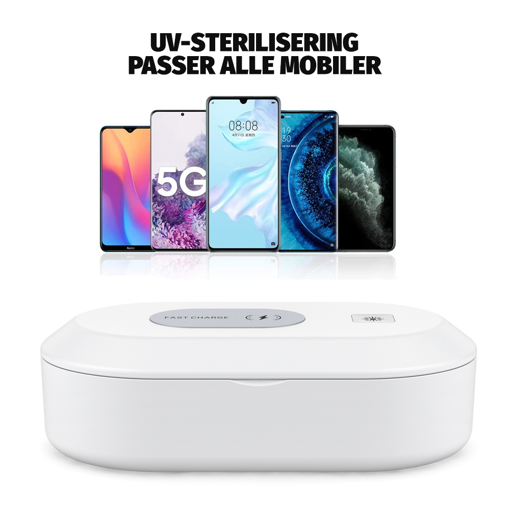 2i1 UV sterilisering og Trådløs Lader for Mobil 2i1 UV sterilisering og Trådløs Lader for Mobil