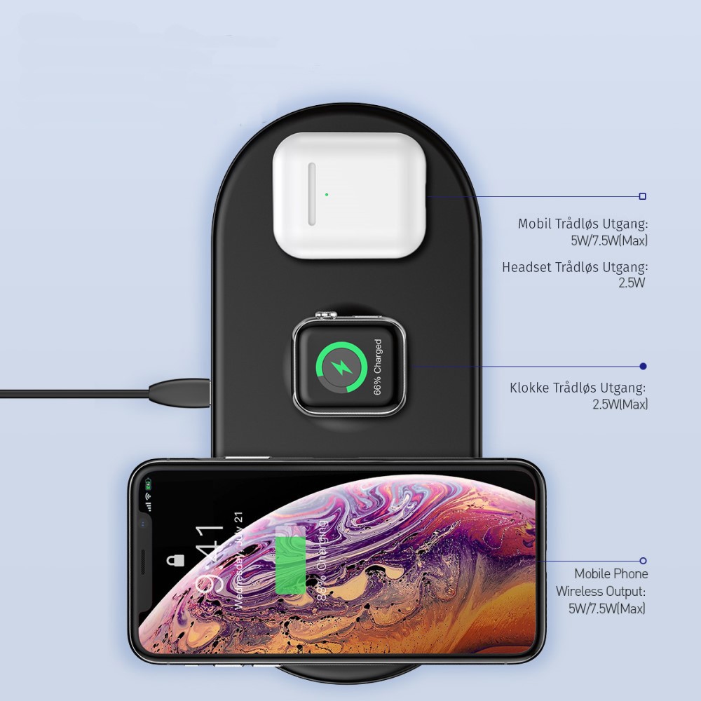 iPhone 3i1 Qi Trådløs Lader | Etuier, deksler iPhone 3i1 Qi Trådløs Lader | Etuier, deksler